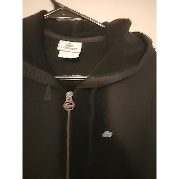 Lacoste Black Hoodie with 3/4 Sleeves  Zip Up Sz 42 Sz L - Picture 7 of 8